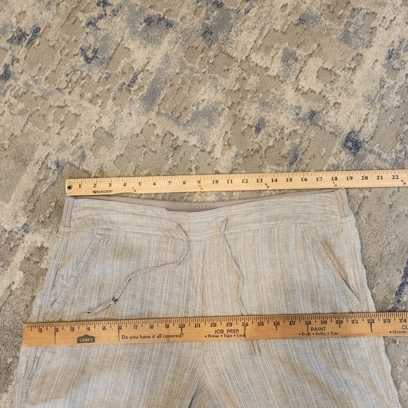 M&S Love Linen Grey Silver Stripe Flowy Pull On Pants. Women's size 12 long. - Picture 6 of 17